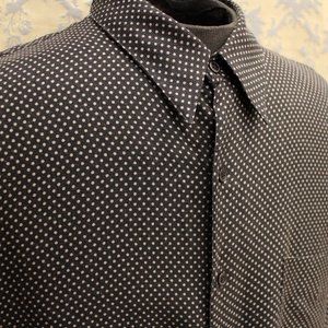 90's Vintage Polka Dot Silk Long Sleeve Button Up